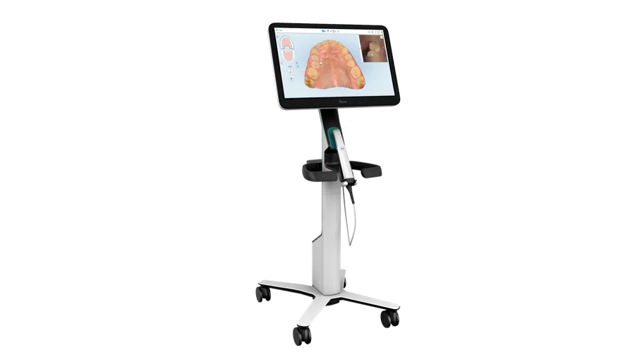 iTero Lumina digital scanning station with touchscreen display showing a 3D dental scan